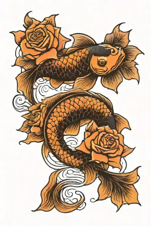 Koi Fish And Rose