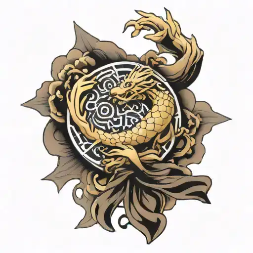 Martial Arts Inspired Tattoo Featuring Um Yang Symbol With A Black Belt