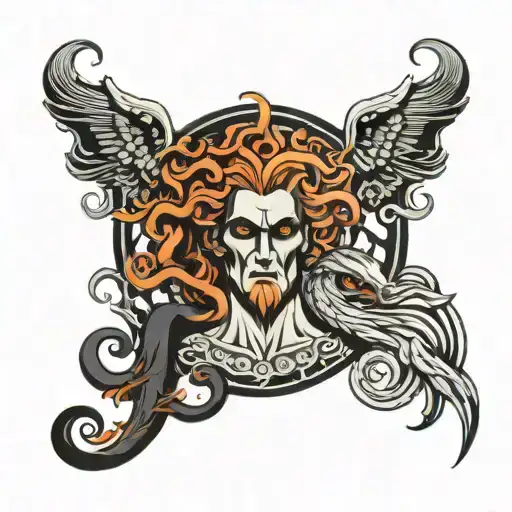 Hades Embracing Medusa Head