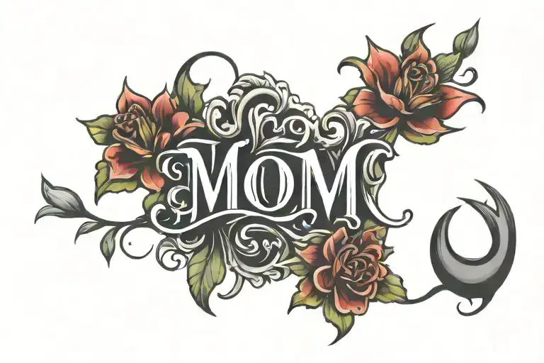 Mom Name Written Desgin Around