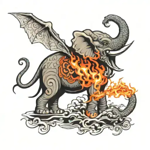 Elephant With Fire Breathing Dragon