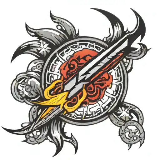 Lightning Red And Black Grey Tattoo Depicting