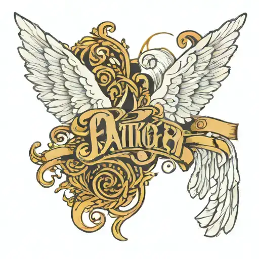 Name Incorporated With Surrounding Angel Wings Holding