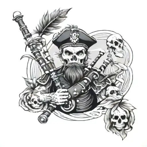 Bagpiper With Skull
