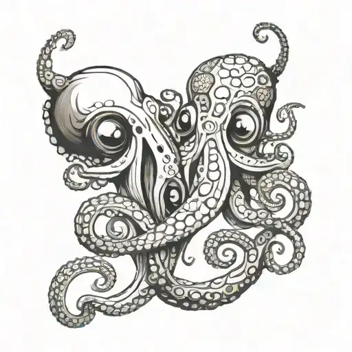 Couple Of Octopuses In Love Tentacles Wrap Around Wrist In Infinity Sign