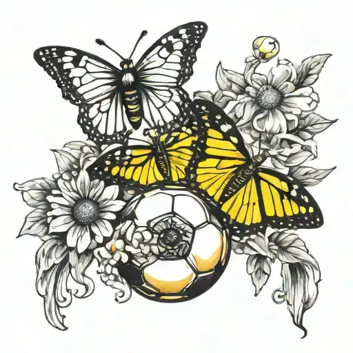 Daisy With A Yellow Butterfly And Soccer Ball And Theater Faces