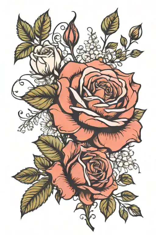 Rose And Wild Flowers