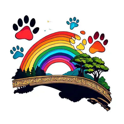 Paw Prints And Rainbow Bridge