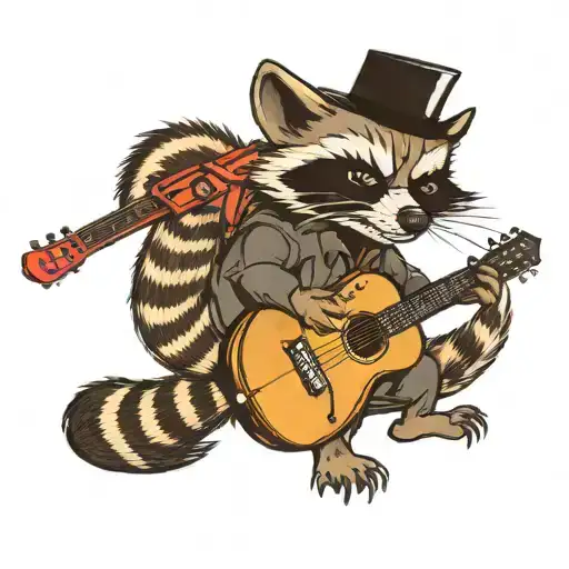 Raccoon Johnny Cash Playing A Guitar
