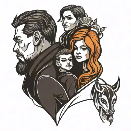 Draw A Family Shape With A Thin Line