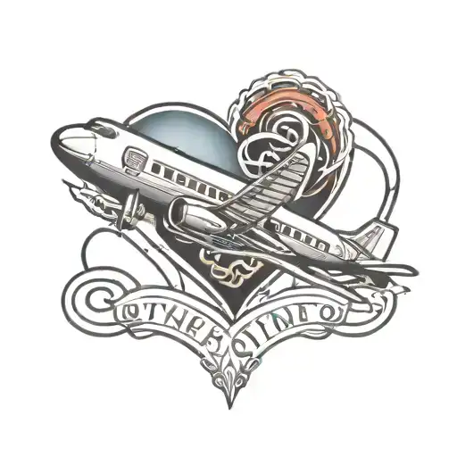 Heart With Airplane And Infinity Logo Combined