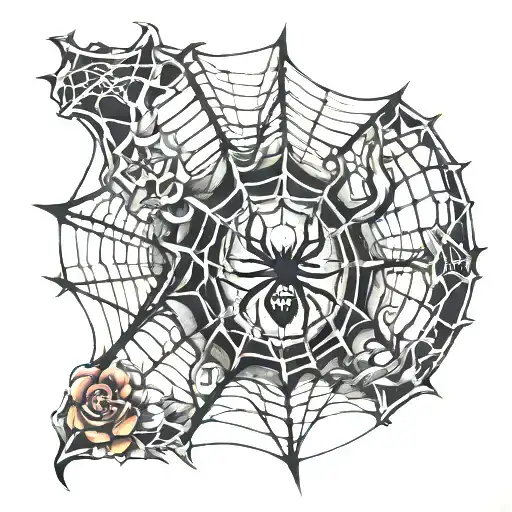 Neo Traditional Style Spider Web Design