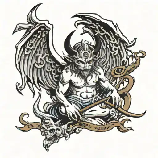Angelic Demon In Traditional Japanese Letters