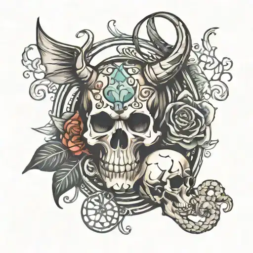 Memento Mori With Dragon And Skull