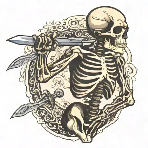 Skeleton With Knife In Back