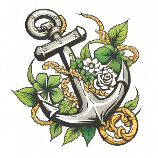 Anchor & 4 Leaf Clover Intertwined