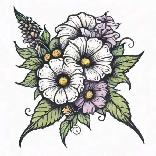 Golf Tee Morning Glory Flower And Aster Flower