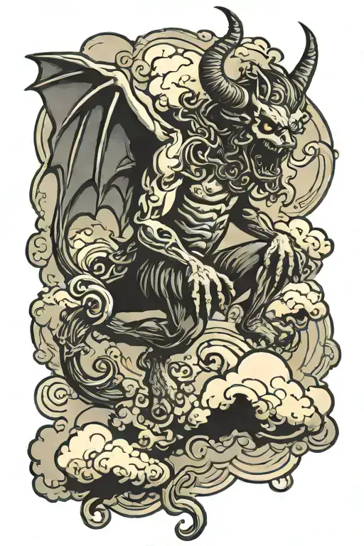 Demon Falling From Clouds