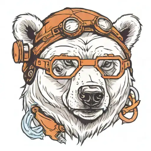 Polar Bear Face With Goggles And A Beanie