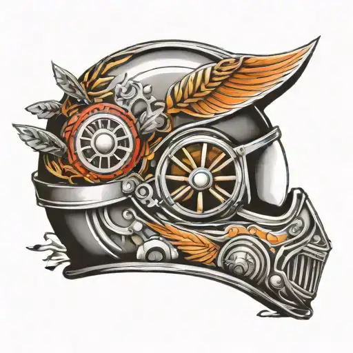 Racing Helmet With Car Parts