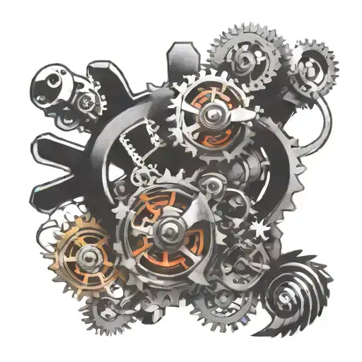 Mechanical Gears Intertwined Within Car