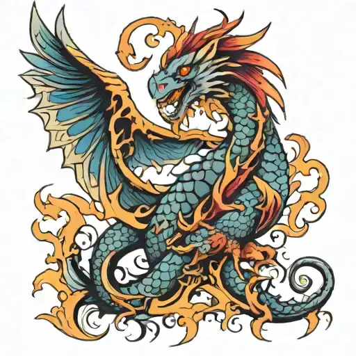 Phoenix With Fire Breathing Dragon