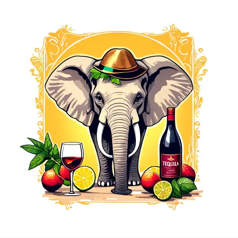 Elephent And Wine And Tequila