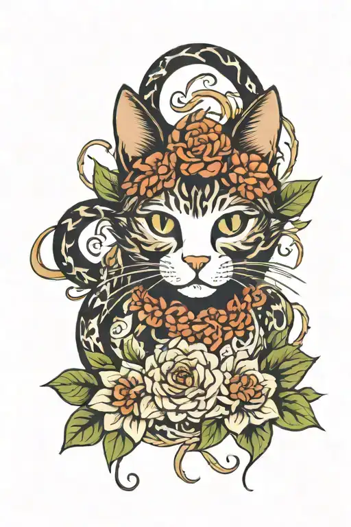 A Cat Print With The Name Dahlia Intertwined