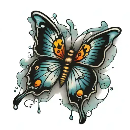 Butterfly With Tears Flying Away Because Of Pain