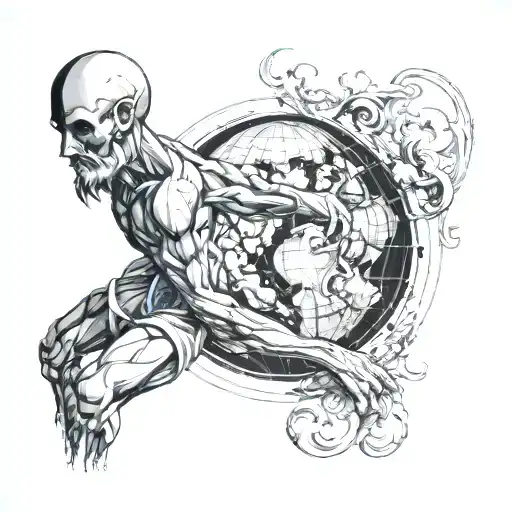 Atlas Holding The World From Behind