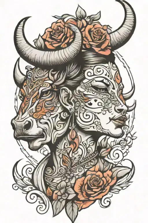Lady With Bull Head