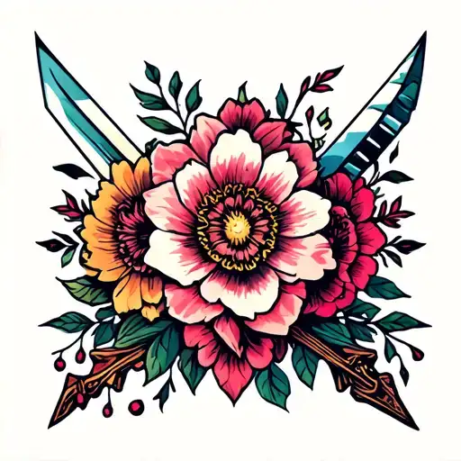 Center Chest Floral Dagger