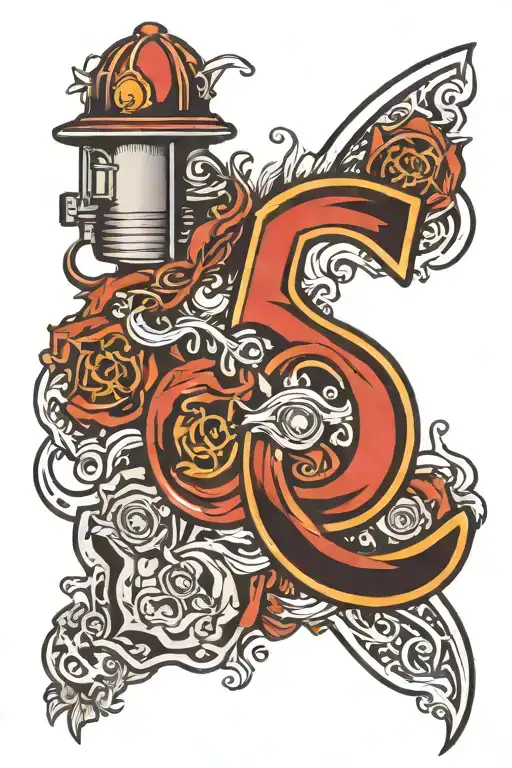 The Number 50 Outline With Firefighter Stuff Inside The Number 50