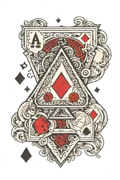 Ace Of Spades Playing Card Featuring A Poker Chip And A Dice And A Tetrahedron Dice