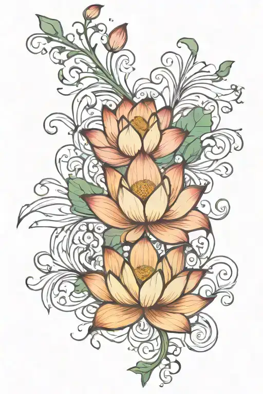 Lotus Flower With Vines Coming