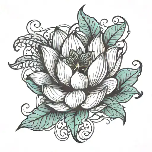 Lotus Flower With Vines Coming