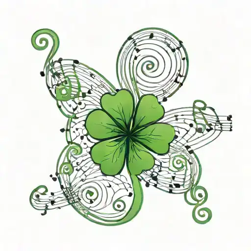 Green Shamrock With Music Notes Inside