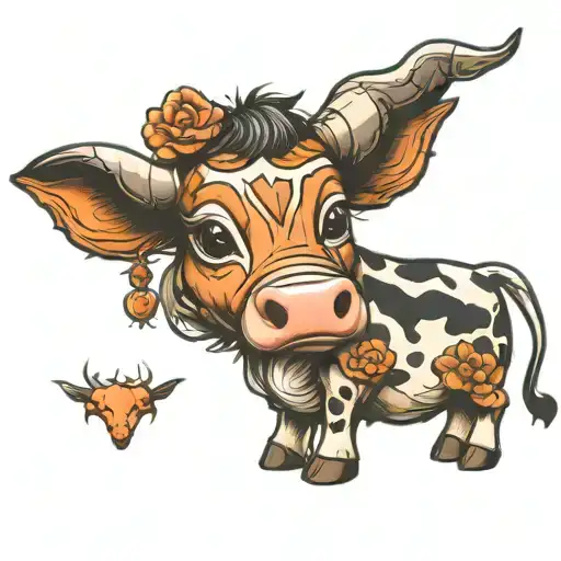 Baby Cow Looking Mirror Imagine Bull Bull Bull Bull