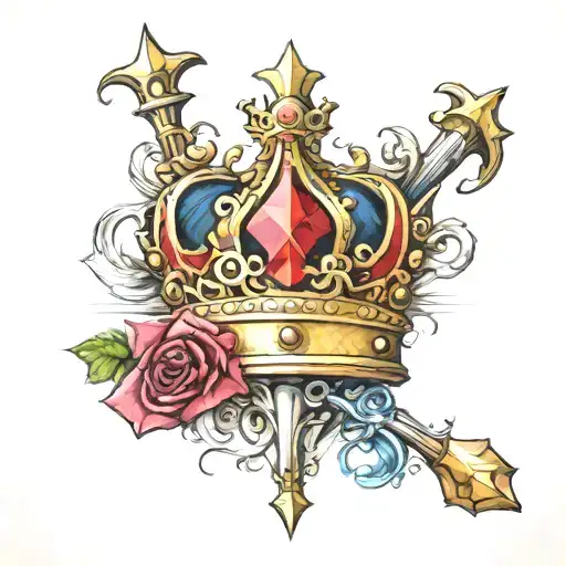 Draw Me A Beautiful Royal Crown With The Letter A J R S On Each Spade For A