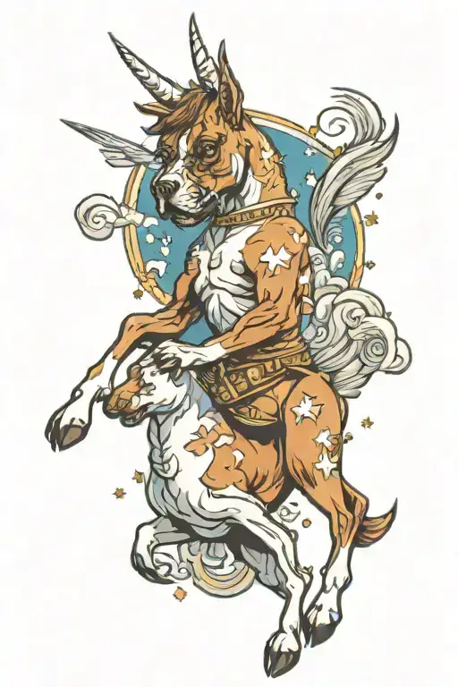 Boxer Dog Riding Unicorn In Heaven