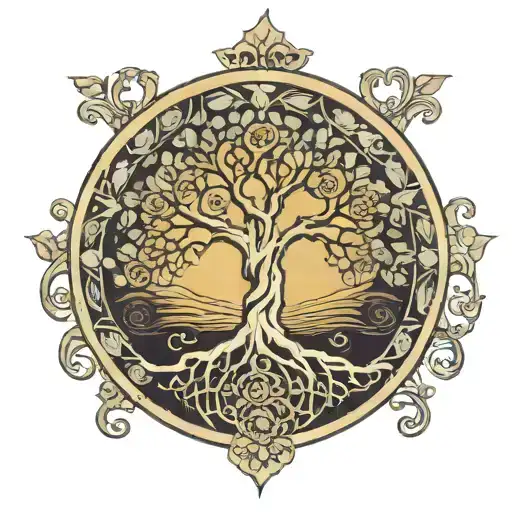 Tree Of Life Fibonacci Spiral Pattern