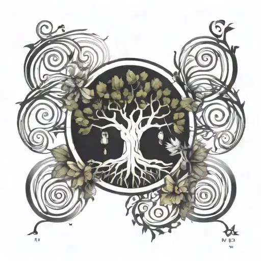Tree Of Life Fibonacci Spiral Science Tattoo Design Combining Elements