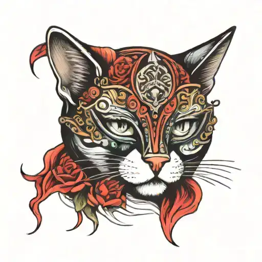 Sexy Cat With Leather Mask On