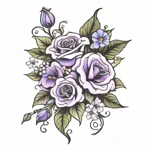 Violet Rose And Morning Glory Bouquet