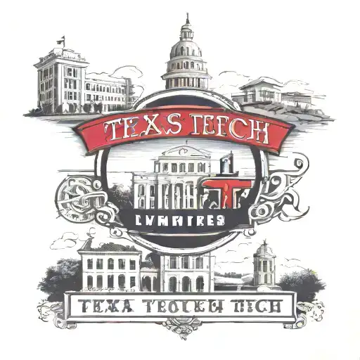 Texas Tech University Seal With Texas Tech Bell Tower And Ttu Football Stadium South Endzone