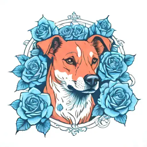 Make Half Of The Roses Red Atound The Dog