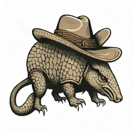 A Snarling Texan Armadillo With Cowboy Hat
