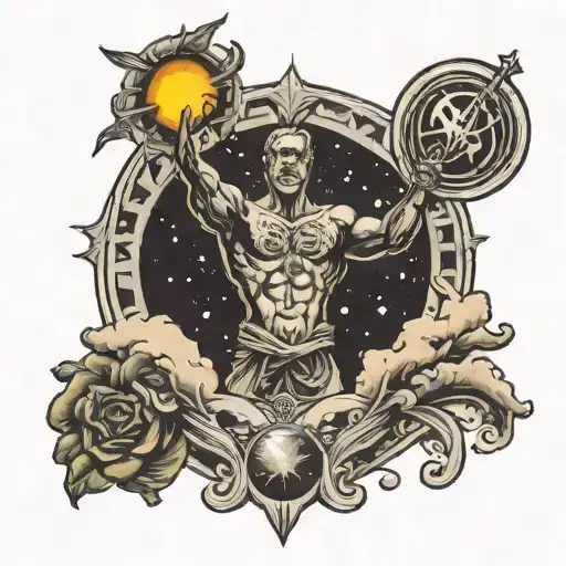Design A Tattoo That Has A Image Of A Strong Human Males Arm Reaching From Earth Into Heaven