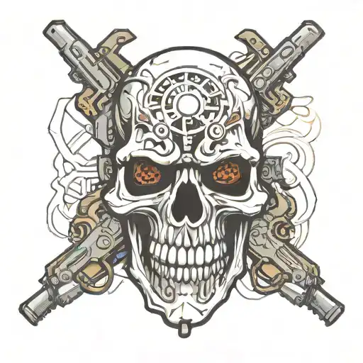 Cyborg Skull With Guns