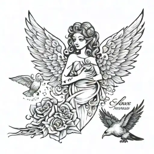 Representation Of Wife And Three Kids Names And Birthdays And My Miscarried Baby With Wings